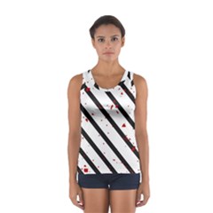 Elegant Black, Red And White Lines Women s Sport Tank Top 