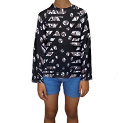 Gray Abstract Design Kid s Long Sleeve Swimwear