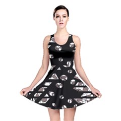 Gray Abstract Design Reversible Skater Dress