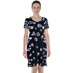 Gray Abstract Design Short Sleeve Nightdress