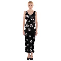 Gray Abstract Design Fitted Maxi Dress