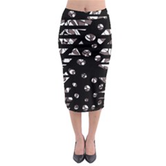 Gray Abstract Design Midi Pencil Skirt