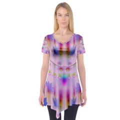 Rainbows And Leaf In The Moonshine Short Sleeve Tunic  by pepitasart