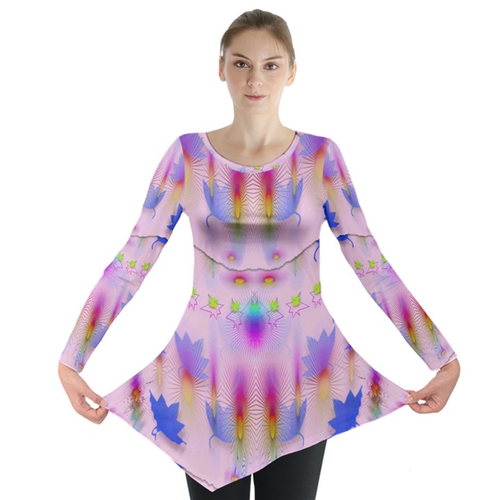 Rainbows And Leaf In The Moonshine Long Sleeve Tunic 