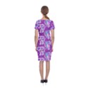 Cute Violet Elephants Pattern Classic Short Sleeve Midi Dress View2