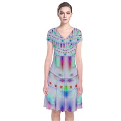 Rainbows In The Moonshine Short Sleeve Front Wrap Dress