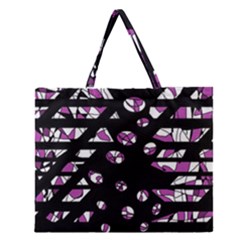 Magenta Freedom Zipper Large Tote Bag