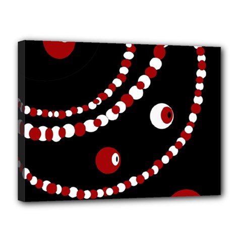 Red Pearls Canvas 16  X 12  by Valentinaart