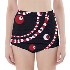 Red Pearls High-waisted Bikini Bottoms