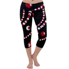 Red Pearls Capri Yoga Leggings