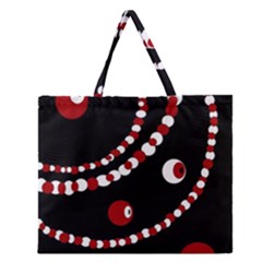 Red Pearls Zipper Large Tote Bag