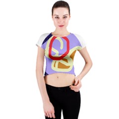 Abstract Circle Crew Neck Crop Top by Valentinaart