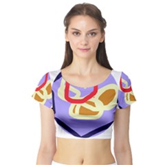 Abstract Circle Short Sleeve Crop Top (tight Fit)