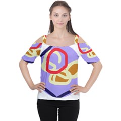 Abstract Circle Women s Cutout Shoulder Tee