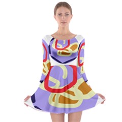 Abstract Circle Long Sleeve Skater Dress