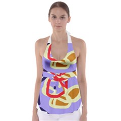 Abstract Circle Babydoll Tankini Top