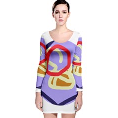 Abstract Circle Long Sleeve Velvet Bodycon Dress by Valentinaart