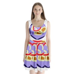 Abstract Circle Split Back Mini Dress 