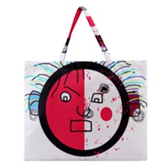 Angry Transparent Face Zipper Large Tote Bag by Valentinaart