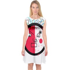 Angry Transparent Face Capsleeve Midi Dress