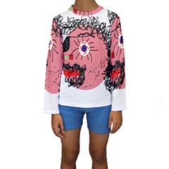 Abstract Face Kid s Long Sleeve Swimwear