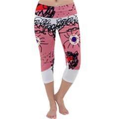 Abstract Face Capri Yoga Leggings