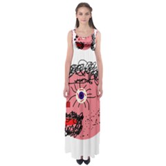 Abstract Face Empire Waist Maxi Dress