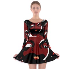 Abstract Face  Long Sleeve Skater Dress