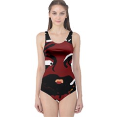 Abstract Face  One Piece Swimsuit