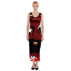 Abstract Face  Fitted Maxi Dress