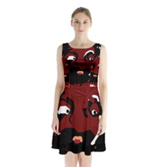 Abstract Face  Sleeveless Chiffon Waist Tie Dress by Valentinaart