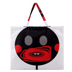 Face Zipper Large Tote Bag