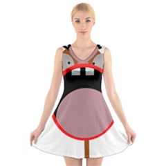 Funny Face V-neck Sleeveless Skater Dress