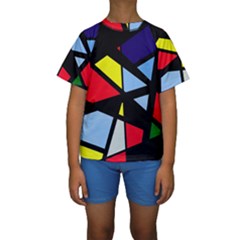 Colorful Geomeric Desing Kid s Short Sleeve Swimwear