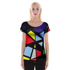 Colorful Geomeric Desing Women s Cap Sleeve Top