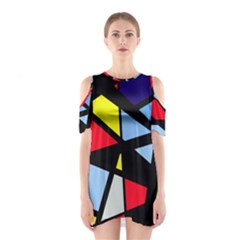 Colorful Geomeric Desing Cutout Shoulder Dress