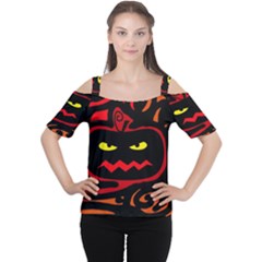 Halloween Pumpkin Women s Cutout Shoulder Tee