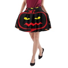 Halloween Pumpkin A-line Pocket Skirt