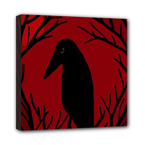 Halloween Raven - Red Mini Canvas 8  X 8  by Valentinaart