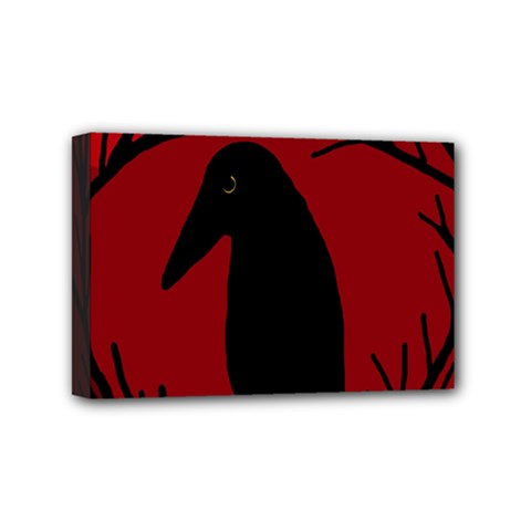 Halloween Raven - Red Mini Canvas 6  X 4  by Valentinaart