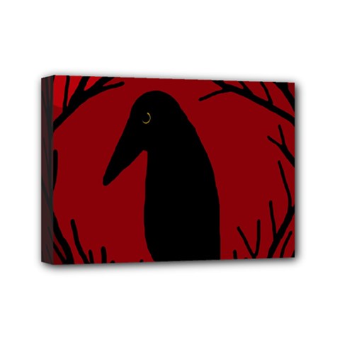 Halloween Raven - Red Mini Canvas 7  X 5  by Valentinaart