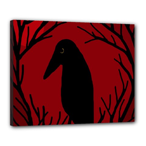 Halloween Raven - Red Canvas 20  X 16  by Valentinaart