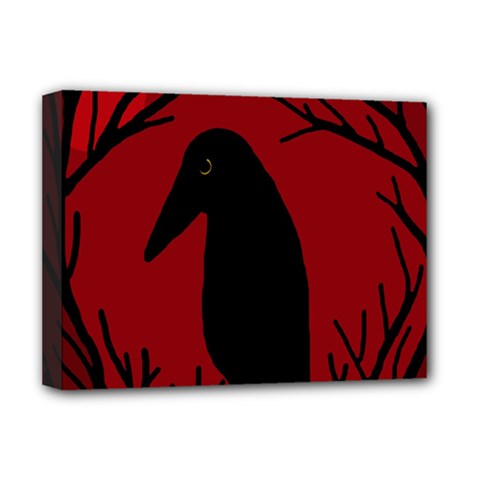 Halloween Raven - Red Deluxe Canvas 16  X 12  