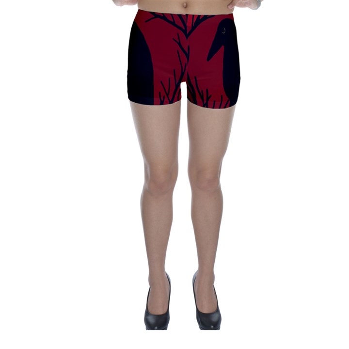 Halloween raven - red Skinny Shorts