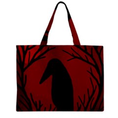 Halloween Raven - Red Zipper Mini Tote Bag