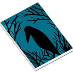 Halloween Raven - Blue Large Memo Pads by Valentinaart