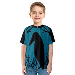 Halloween Raven - Blue Kid s Sport Mesh Tee