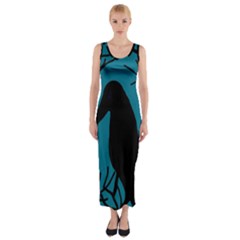 Halloween Raven - Blue Fitted Maxi Dress