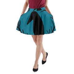 Halloween Raven - Blue A-line Pocket Skirt