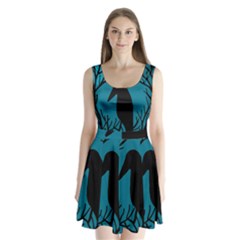 Halloween Raven - Blue Split Back Mini Dress 